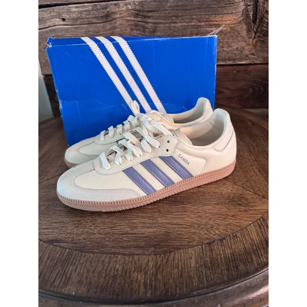 Adidas Samba OG W Cream White Silver Violet Gum JS1362 Womens 9.5 Sneakers